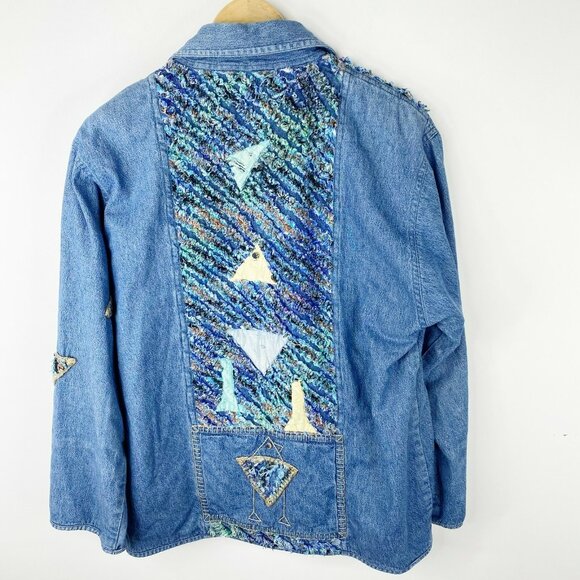 Yak Magik Jacket Size Medium Blue Denim  Art To Wear Cotton Silk Lagenlook Nepal - Picture 2 of 5